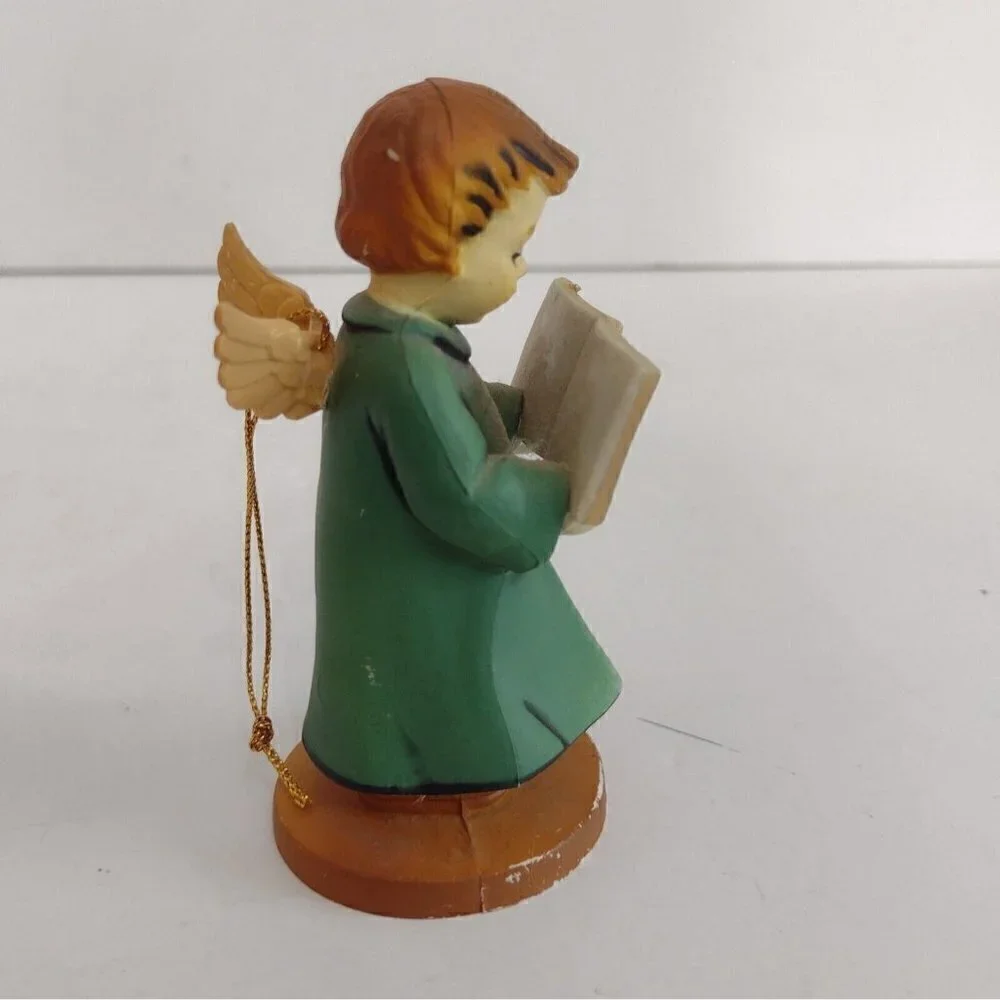 Vintage 1950s Hard Plastic Singing Angel Choral Christmas Tree Ornament